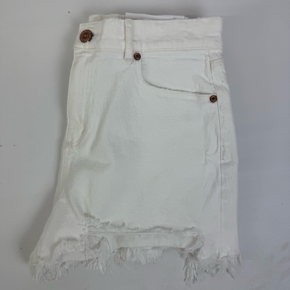 NEW LOFT The High Waist Cut Off Denim Shorts Size Small 4 Women’s White